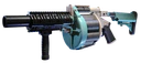 Slightly angled view of the M32 GL Dye Job in cyan.