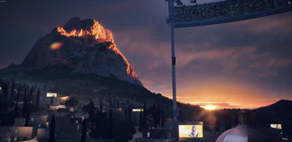 The mountain/volcano in the Bernal arena