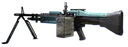Slightly angled view of the M60 Dye Job in cyan.