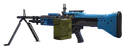 Slightly angled view of the M60 Dye Job in blue.