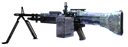 Slightly angled view of the M60 Camo Splash in cyan.